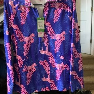 Lilly Pulitzer Blue and Pink Skipper popover, 1/2 zip, new, XS‎